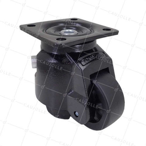 RUOTA TRASFORMABILE IN PIEDE FISSO PER UTILIZZO REGOLARE DIAMETRO 75 MM CARICO 750 KG - STABILIZZATORE 75 A CRICCHETTO • Caujolle