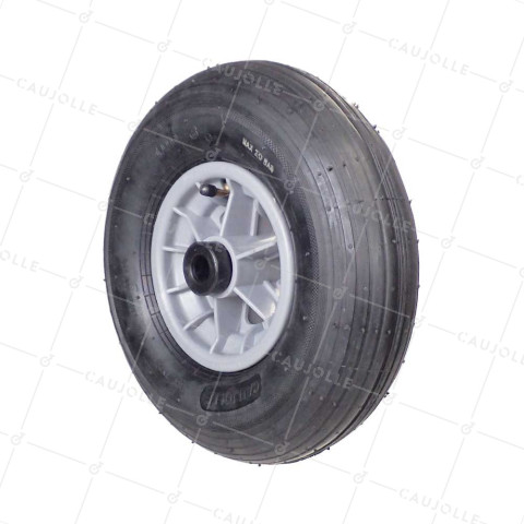 Ruota di carriola GONFIABILE DIAMETRO 325 MM CARICO 125 KG PER ASSE DI 20 MM - S1006P 6 POLLICI L20/100 • Caujolle