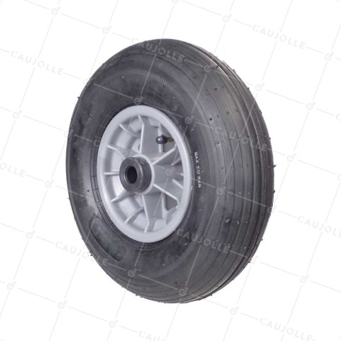 Ruota di carriola GONFIATA DIAMETRO 325 MM CARICO 125 KG PER ASSE DI 20 MM - S1006P 6 POLLICI R20/100 • Caujolle