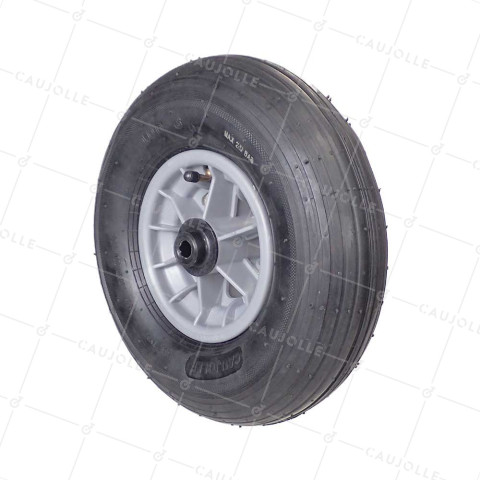 Ruota di carriola GONFIATA DIAMETRO 325 MM CARICO 125 KG PER ASSE DI 14 MM - S1006P 6 POLLICI L14/100 • Caujolle