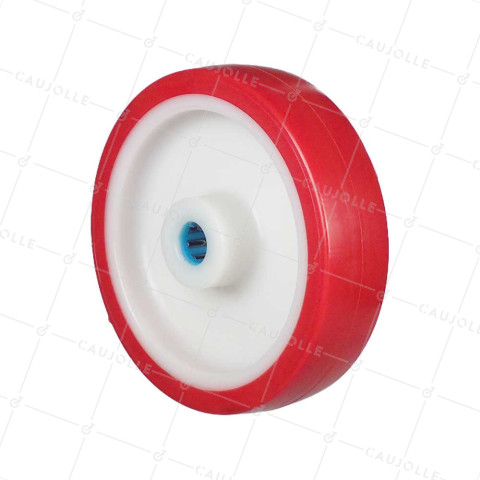 Ruota BI MATERIALE NYLON POLIURETANO DIAMETRO 175 MM CARICO 300 KG Cuscinetto A RULLI INOX 20 MM - S2450BP 175/45 LM58 RR INOX 20 • Caujolle