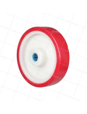 Ruota BICOMPONENTE NYLON POLIURETANO DIAMETRO 160 MM CARICO 300 KG Cuscinetto A RULLI INOX 20 MM - S2450BP 160/40 LM58 RR INOX 20 • Caujolle