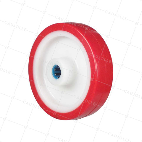 Ruota BI MATERIALE NYLON POLIURETANO DIAMETRO 150 MM CARICO 200 KG Cuscinetto A RULLO INOX 20 MM - S2450BP 150/40 LM60 RR INOX 20 • Caujolle