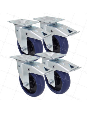 LOTTO DI 4 Ruote PER CARRELLO A RITORNO DIREZIONALE AUTOMATICO DIAMETRO 125 MM - S2NS 125 AF RB STAB • Caujolle