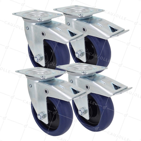 LOTTO DI 4 Ruote PER CARRELLO A RITORNO DIREZIONALE AUTOMATICO DIAMETRO 125 MM - S2NS 125 AF RB STAB • Caujolle