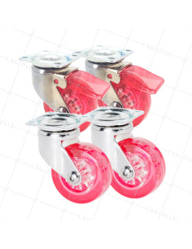 LOTTO DI 4 Ruote DESIGN TRASPARENTE ROSSA DIAMETRO 50 MM • Caujolle