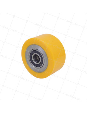 Ruota DI TRANSPALETTE DIAMETRO 75 MM LARGHEZZA 40 MM CARICO 300 KG ASSE 15 MM - GTP 75/40 LM40 RB15 PU ARANCIONE • Caujolle