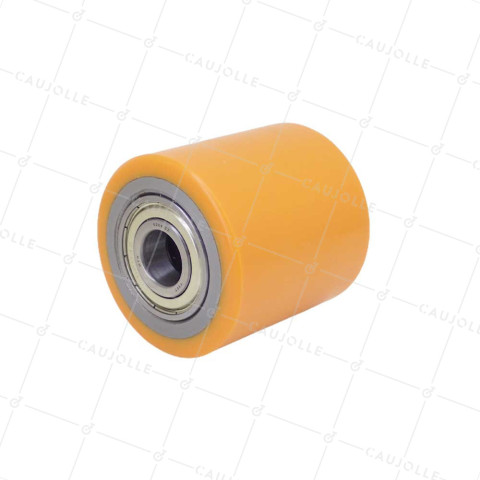 Ruota DI TRANSPALETTE DIAMETRO 75 MM LARGHEZZA 76 MM CARICO 575 KG ASSE 20 MM - GTP 75/76 LM76 RB20 PU ARANCIONE • Caujolle