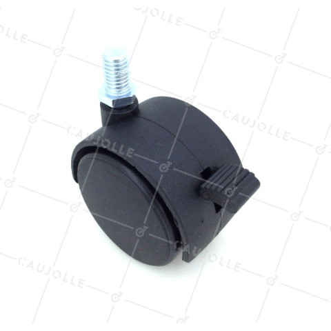 Ruota DI SEDIA CON FRENO A VITE DIAMETRO 50 MM CON RODAMENTO FILETTATO 10 MM CARICO 50 KG - S49TF 50AF • Caujolle