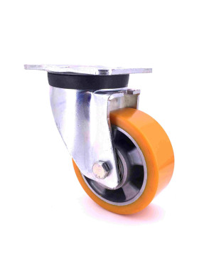 Ruota PIVOTANTE IN POLIURETANO RINFORZATO RIM IN ALLUMINIO DIAMETRO 125 MM CARICO 450KG - S78AR 125