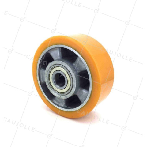 Ruota POLIURETANO INDUSTRIALE DIAMETRO 125 MM CARICO 450 KG ASSE 20 MM SFERE - S2013 125 • Caujolle
