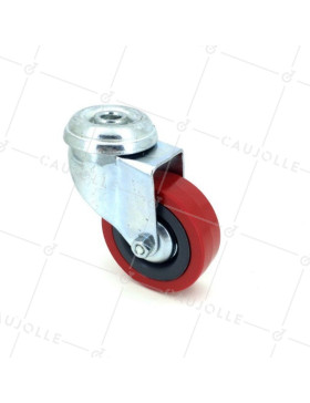 Ruota DI COLLETTIVITÀ IN PVC FLESSIBILE ROSSO DIAMETRO 65 MM CARICO 35 KG CON FISSAGGIO DA 10 MM - S190ROSSO • Caujolle