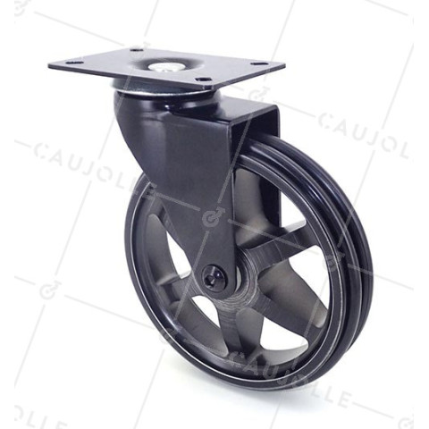 Ruota DESIGN IN ALLUMINIO NERO OPACO DIAMETRO 125MM CARICO 70KG - BLACKSTYL 125P • Caujolle