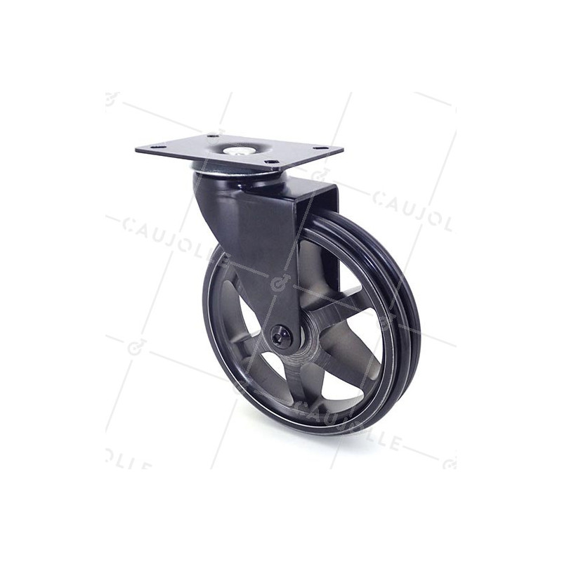 Ruota DESIGN IN ALLUMINIO NERO OPACO DIAMETRO 125MM CARICO 70KG - BLACKSTYL 125P