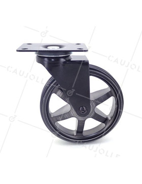 Ruota DESIGN IN ALLUMINIO NERO OPACO DIAMETRO 125MM CARICO 70KG - BLACKSTYL 125P
