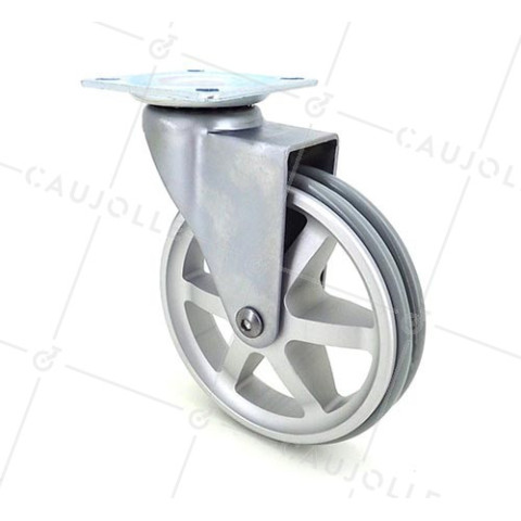 Ruota DESIGN IN ALLUMINIO GRIGIO DIAMETRO 100 MM CARICO 55 KG - ALUSTYL100P • Caujolle