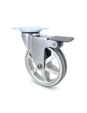 Ruota DESIGN IN ALLUMINIO GRIGIO CON FRENATORE DIAMETRO 100 MM CARICO 55KG - ALUSTYL100PAF