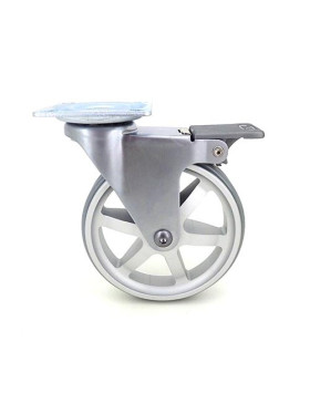 Ruota DESIGN IN ALLUMINIO GRIGIO CON FRENATORE DIAMETRO 100 MM CARICO 55KG - ALUSTYL100PAF