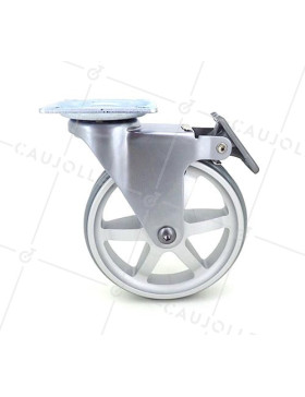 Ruota DESIGN IN ALLUMINIO GRIGIO CON FRENATORE DIAMETRO 100 MM CARICO 55KG - ALUSTYL100PAF