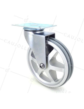 Ruota DESIGN IN ALLUMINIO GRIGIO DIAMETRO 125 MM CARICO 70KG - ALUSTYL125P • Caujolle