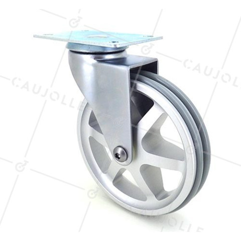 Ruota DESIGN IN ALLUMINIO GRIGIO DIAMETRO 125 MM CARICO 70KG - ALUSTYL125P • Caujolle
