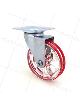 Ruota DESIGN TRASPARENTE ROSSO DIAMETRO 75 MM CARICO 50 KG - CRYSTAL R75P • Caujolle