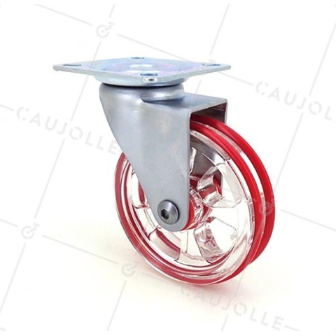 Ruota DESIGN TRASPARENTE ROSSO DIAMETRO 75 MM CARICO 50 KG - CRYSTAL R75P • Caujolle