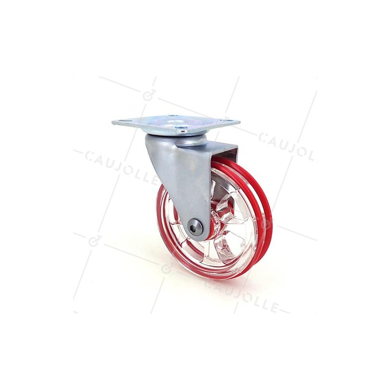 Ruota DESIGN TRASPARENTE ROSSO DIAMETRO 75 MM CARICO 50 KG - CRYSTAL R75P