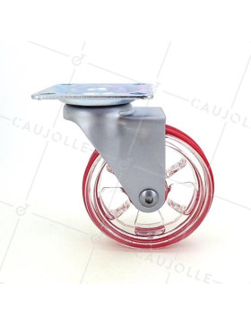 Ruota DESIGN TRASPARENTE ROSSO DIAMETRO 75 MM CARICO 50 KG - CRYSTAL R75P