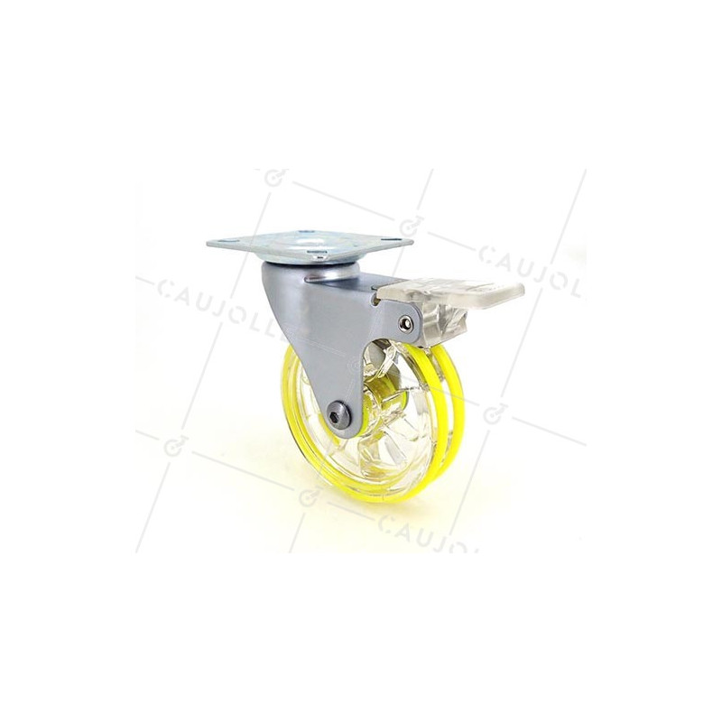 Ruota DESIGN A FRENO TRASPARENTE GIALLA DIAMETRO 75 MM CARICO 50 KG - CRYSTAL J75PAF