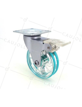 Ruota DESIGN A FRENO TRASPARENTE VERDE DIAMETRO 75 MM CARICO 50 KG - CRYSTAL V75PAF • Caujolle