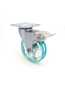 Ruota DESIGN A FRENO TRASPARENTE VERDE DIAMETRO 75 MM CARICO 50 KG - CRYSTAL V75PAF