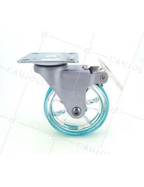 Ruota DESIGN A FRENO TRASPARENTE VERDE DIAMETRO 75 MM CARICO 50 KG - CRYSTAL V75PAF