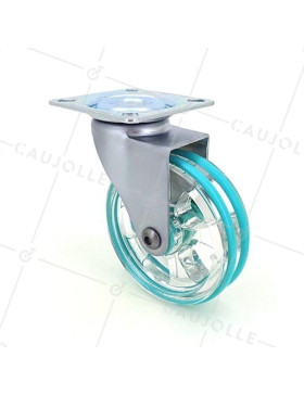 Ruota DESIGN TRASPARENTE VERDE DIAMETRO 75 MM CARICO 50 KG - CRYSTAL V75P • Caujolle