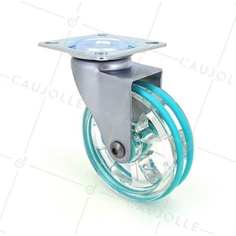 Ruota DESIGN TRASPARENTE VERDE DIAMETRO 75 MM CARICO 50 KG - CRYSTAL V75P • Caujolle