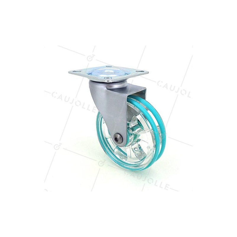 Ruota DESIGN TRASPARENTE VERDE DIAMETRO 75 MM CARICO 50 KG - CRYSTAL V75P