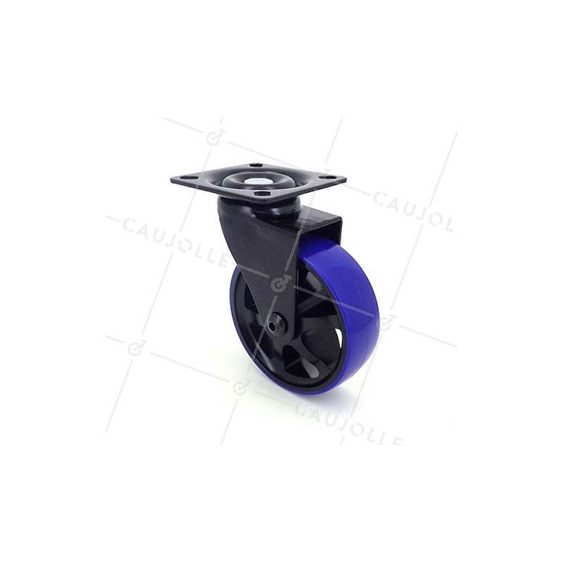Ruota DESIGN IN ALLUMINIO SPAZZOLATO NERO E BLU DIAMETRO 75MM CARICO 45KG - BLACKBLUE75P