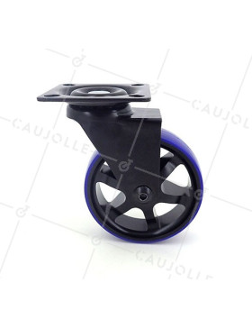 Ruota DESIGN IN ALLUMINIO SPAZZOLATO NERO E BLU DIAMETRO 75MM CARICO 45KG - BLACKBLUE75P