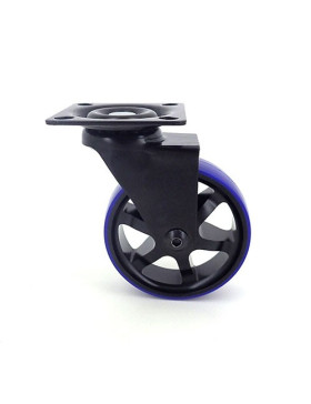 Ruota DESIGN IN ALLUMINIO SPAZZOLATO NERO E BLU DIAMETRO 75MM CARICO 45KG - BLACKBLUE75P