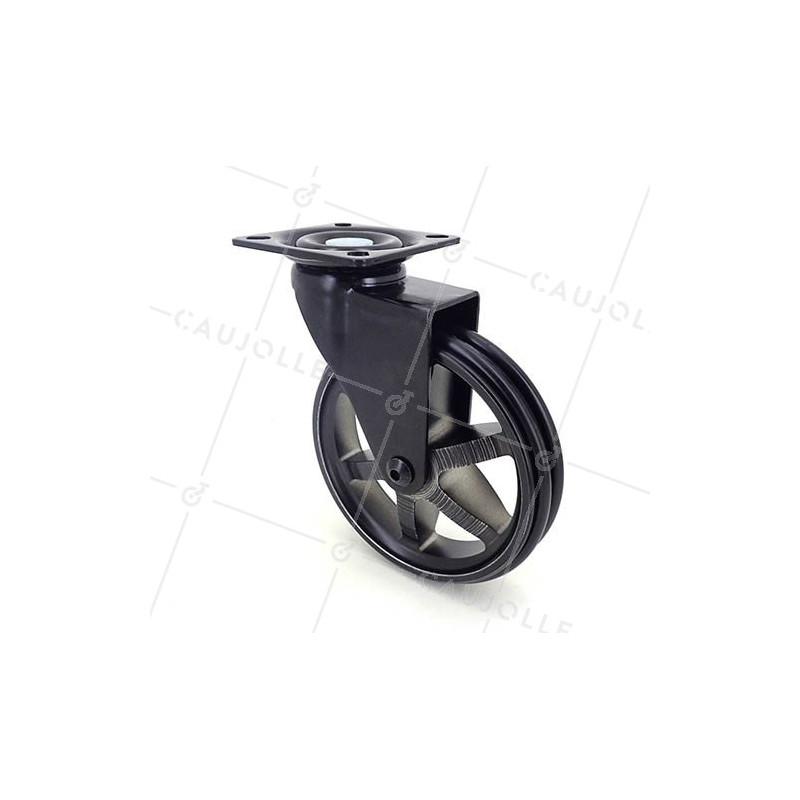 Ruota DESIGN IN ALLUMINIO NERO SPAZIATO DIAMETRO 100MM CARICO 55KG - BLACKSTYL 100P