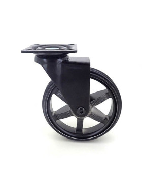 Ruota DESIGN IN ALLUMINIO NERO SPAZIATO DIAMETRO 100MM CARICO 55KG - BLACKSTYL 100P