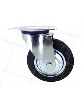 Roulette manutention caoutchouc noir S72C 200
