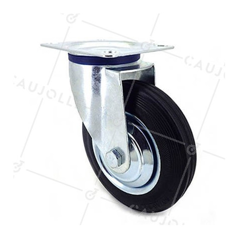 ROULETTE PIVOTANTE DE MANUTENTION EN CAOUTCHOUC NOIR DIAMÈTRE 160 MM CHARGE 150 KG - S72C 160 • Caujolle