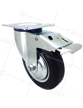 Ruota PIVOTANTE A FRENO DI MANUTENZIONE IN GOMMA DIAMETRO 160 MM CARICO 150 KG - S72C 160 AF • Caujolle