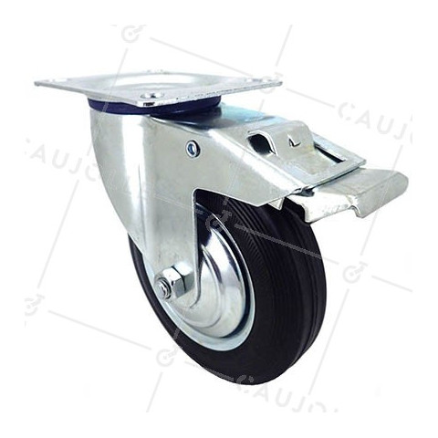 Ruota PIVOTANTE A FRENO DI MANUTENZIONE IN GOMMA DIAMETRO 160 MM CARICO 150 KG - S72C 160 AF • Caujolle
