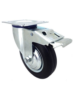 Ruota PIVOTANTE A FRENO DI MANUTENZIONE IN GOMMA DIAMETRO 160 MM CARICO 150 KG - S72C 160 AF