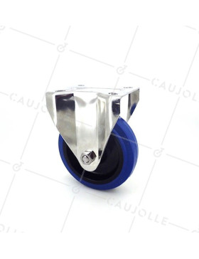 Ruota INOX IN GOMMA ELASTICA FISSA DIAMETRO 125 MM CARICO 150 KG • Caujolle