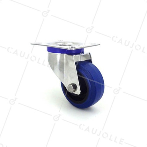 Ruota INOX IN GOMMA ELASTICA GIREVOLE DIAMETRO 80 MM CARICO 130 KG • Caujolle