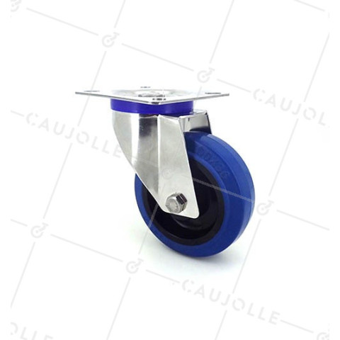 Ruota INOX IN GOMMA ELASTICA GIREVOLE DIAMETRO 100 MM CARICO 150 KG • Caujolle