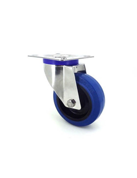 Ruota INOX IN GOMMA ELASTICA GIREVOLE DIAMETRO 100 MM CARICO 150 KG